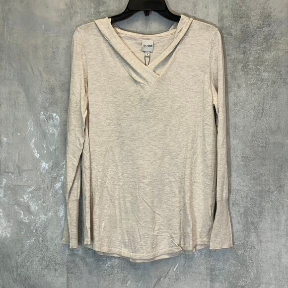 NIC+ZOE Women's Canvas V-Neck Hooded Lightweight Vital Pullover Sweater SZ S - Picture 1 of 9